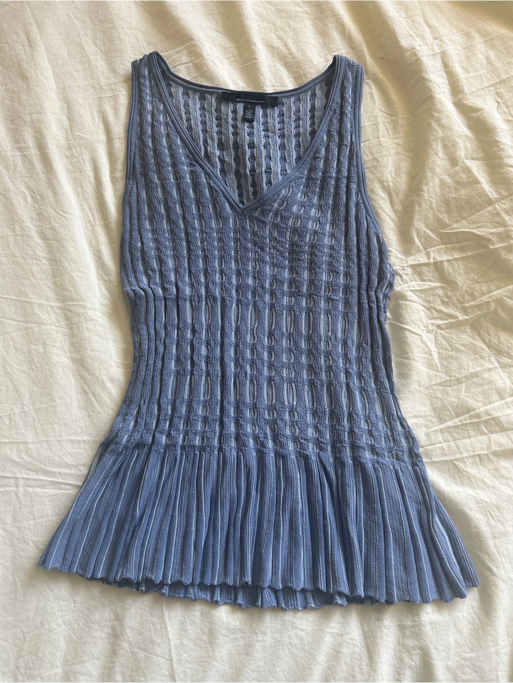 White House Black Market • Blue Textured Knit Tank